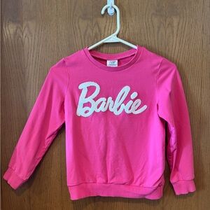 Barbie x PatPat Pink Crewneck Sweatshirt White Chenille Logo - Girls 8-9Y